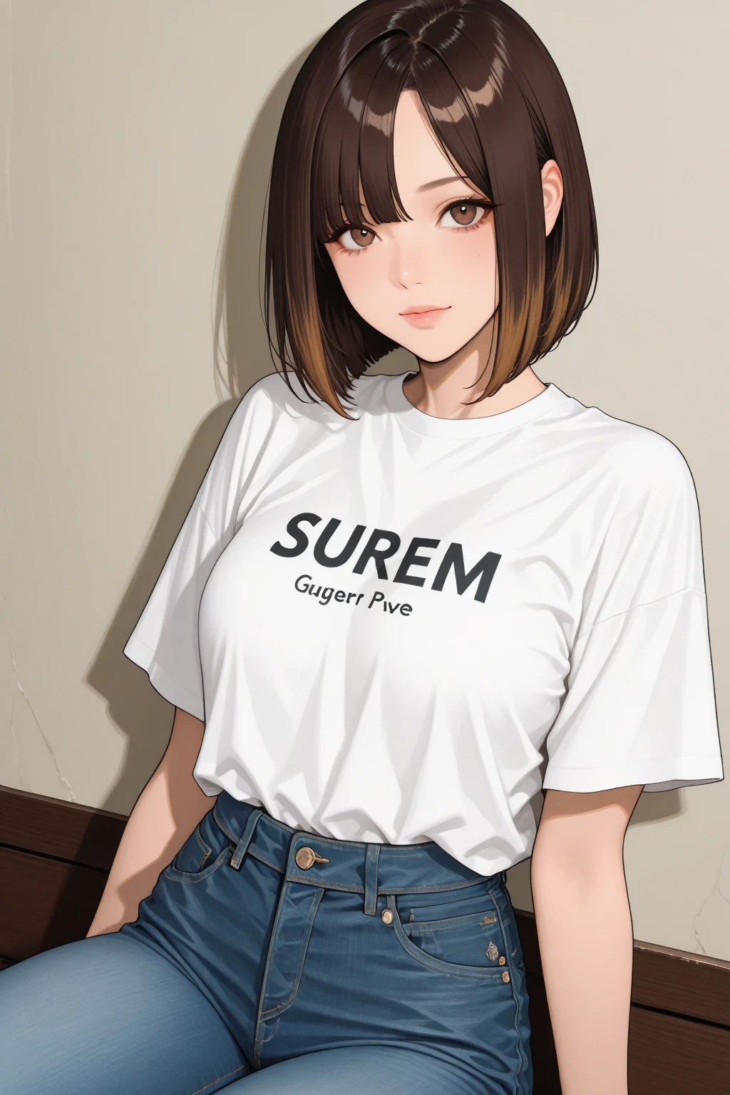 ((((highest quality)))), (((Ultra-precision CG 16K))), (((masterpiece))), (((Very detailed))), (((Extremely detailed))), (((Black outline:1.3, Written boundary depth:1.3 , Written soft outline))), Maximum clarity and sharpness,Multilayer Texture, Surface Shading, Cinematic lighting, Beautiful details sparkle ,Perfect Proportions, Limited to three woman, BREAK accurate, Anatomically correct, Highly detailed face and skin texture, drawn in detail, Highly detailed facial and skin texture, Detailed eyes, beautiful hair, Beautiful Japanese Idol face, Beautiful and beautiful eyes, Beautiful body, Beautiful breasts, Beautiful thighs, Beautiful legs, Beautiful fingers, (Beautiful views) , skinny body, ((Beautiful Skin)), ((Skin Texture)) BREAK breast enlarged, medium Breasts, rocket breasts, (((perky breasts))), covered nipples, slender waist, (smiling , narrow eyes, blush, determined expression, hot, sweaty , Heavy breathing,) BREAK (((wearing oversized stripe t-shirt, wearing pleats mini-skirt, breasts is covered by outfit))) , wearing earrings, BREAK ( stick breast out),(((looking at viewer, super detailed background , summer sky ))),