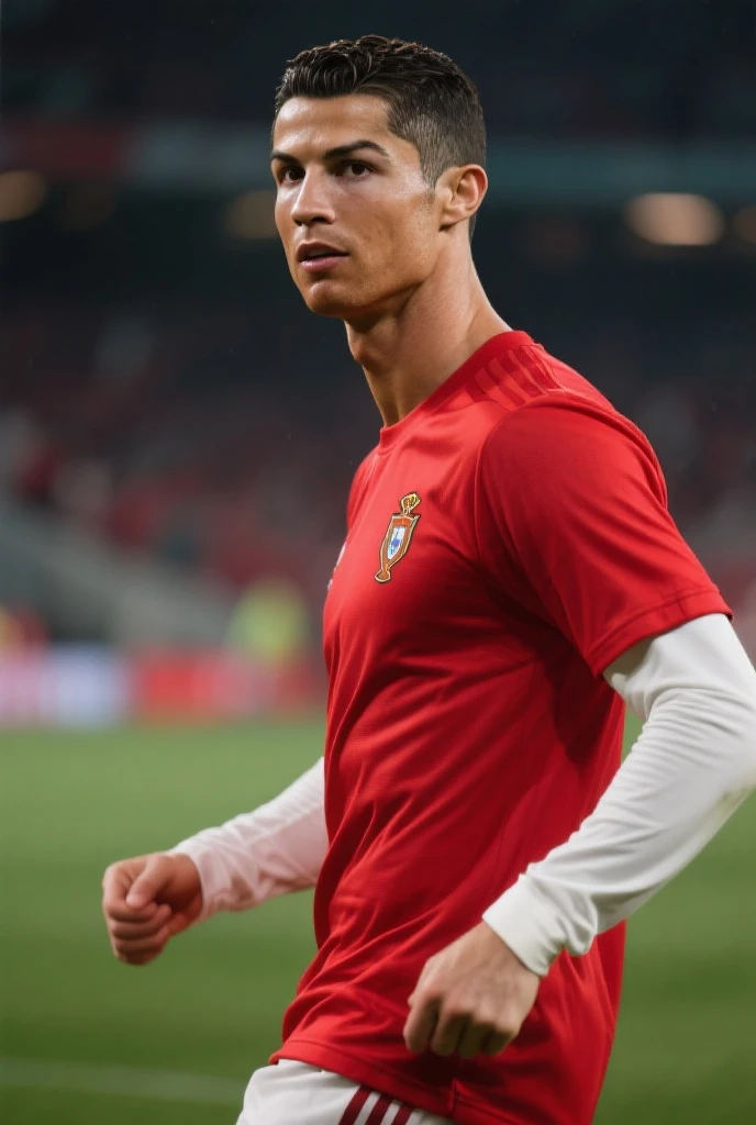 Cristiano Ronaldo, wearing The Flash costume, UHD, football stadium
