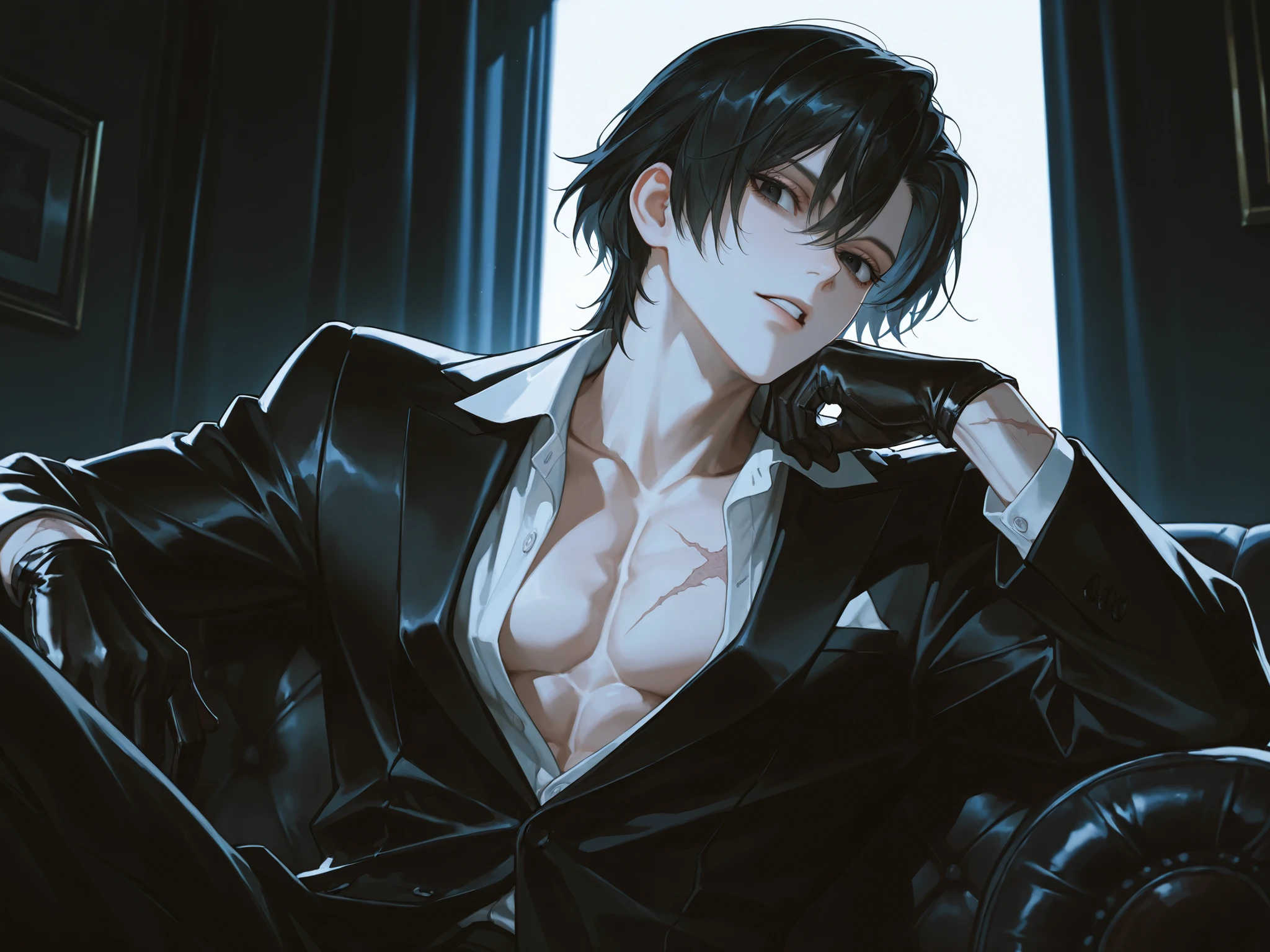 tmasterpiece、Need、1male people、AS-Adult、A MILF、Tall muscular man、dark themes、Black color hair、Blue eyes、tentaculata、Lab Room、makina、Extremely cruel and authoritarian