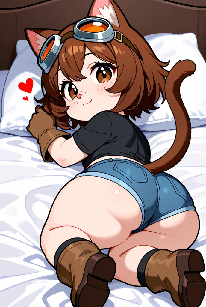 (((Ochaco Uraraka))) , (My Hero Academy), (cow print lingerie), medium breasts, medium breasts,lying down, in bed, White sheet, blushing, Shame, Open arms, open legs,