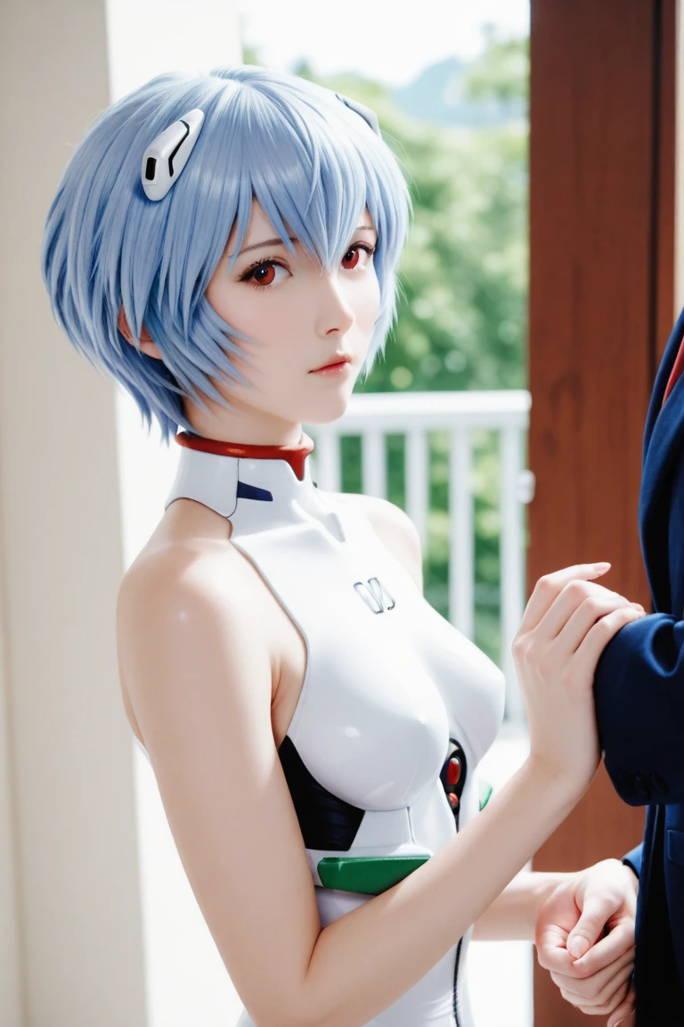 reiayanami, rei ayanami, blue hair, short hair, (red eyes:1.5),
break bodysuit, headgear, plug suit, white bodysuit,
break outdoors, city,
break looking at viewer,
break (masterpiece:1.2), highest quality, High resolution, unity 8k wallpaper, (figure:0.8), (beautiful and fine eyes:1.6), highly detailed face, perfect lighting, Very detailed CG, (perfect hands, perfect anatomy),