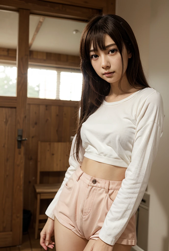 (RAW Photos, 最high quality), (Realistic, Realistic:1.2),high quality, 1 girl,A neat and clean female college student,((Japanese Girls)),Small breasts,Are standing,ponytail,Japanese