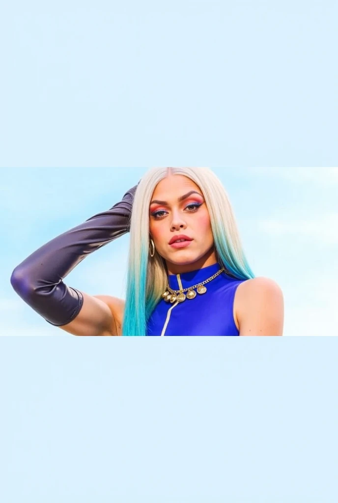 Mujer con cabello azul turquesa