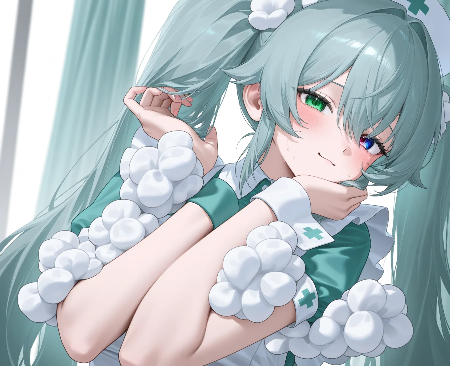 Highest quality Neutral face woman I have long hair。 Odd Eye One person Gray Hair Sakuya Izayoi beautiful girl Cat ear naked ejaculation Masturbation SEX