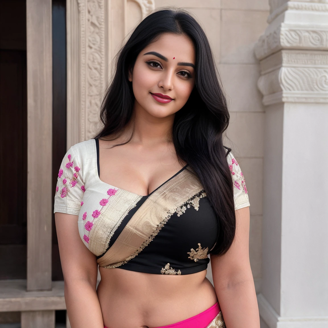 pujitha,flower_earrings,frilled_shirt,track_pants, Bangladeshi girl big breasts with bra.