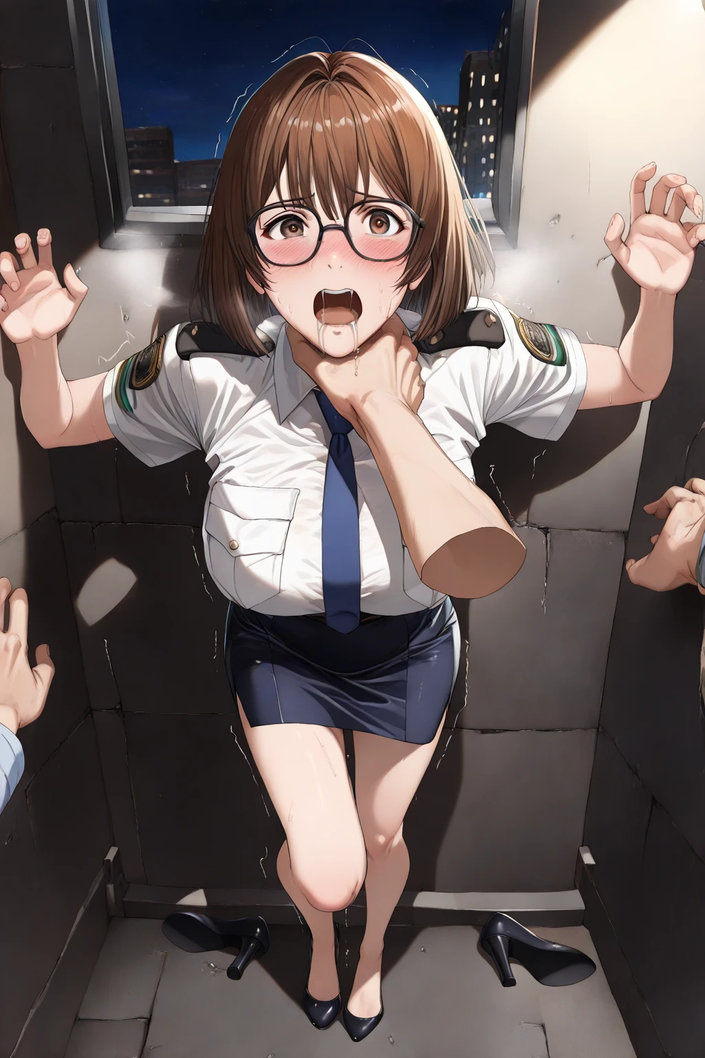 1 girl, adult girl, red рыжие глаза, Short bob haircut, (red_red hair) , (big breasts), Wet, dirty feet, ((blush)), (embarrassed),(Looks),check_9, check_8_up, check_7_up, check_6_up, Anime,((( naked))),destroyed street in the background, Wasteland ,((runs:1.1)),(((chest bouncing in different directions:1.3))), (scream) , ((dynamic frame at speed)) , ((whole body)), (stupid pose) ,((brown breasts)), (all skin is dirty color) , ((chase)) , (((full length))) , (((little boys grabbed hands:1.1))) 