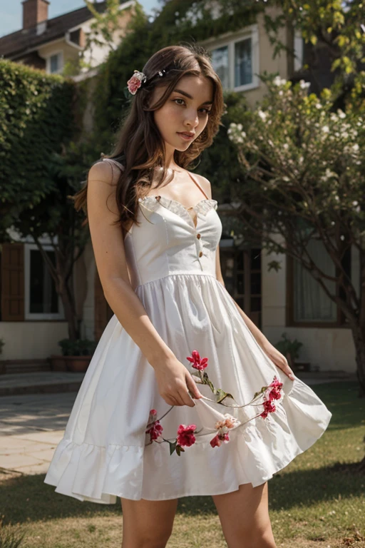 1girl in a elegant party dress, detailed face and eyes, beautiful young woman, intricate lace and floral patterns on the dress, off shoulder, nipple, soft lighting, warm color tones, cinematic composition, photorealistic, highly detailed, 8k, award-winning digital art, dynamic pose
