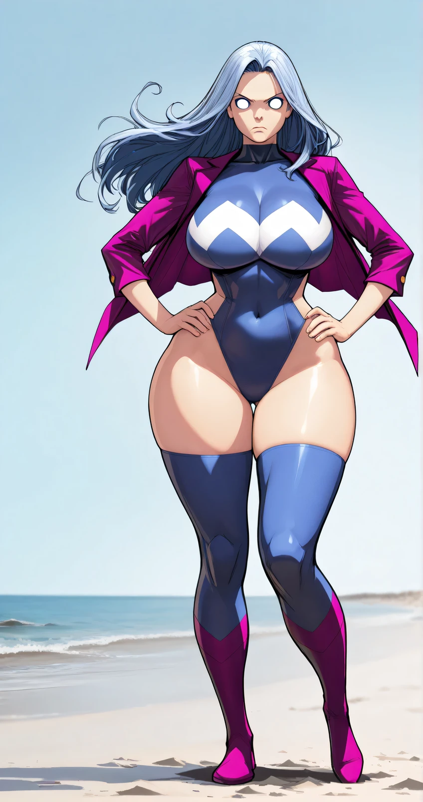 (((best quality,masterpiece):1.2)),highres,absurdres,incredibly absurdres,(very detailed face,high quality face,beautiful face,gorgeous face,model face,super model face),(((full body))),<lora:GoodHands-beta2:1>,posing,<lora:Wilko:1.15>,wilko,big breasts,female only,huge breasts,cleavage,voluptuous,busty,thick thighs,wide hips,female focus,curvy,hourglass figure,(((flat colors, flat lighting))),
