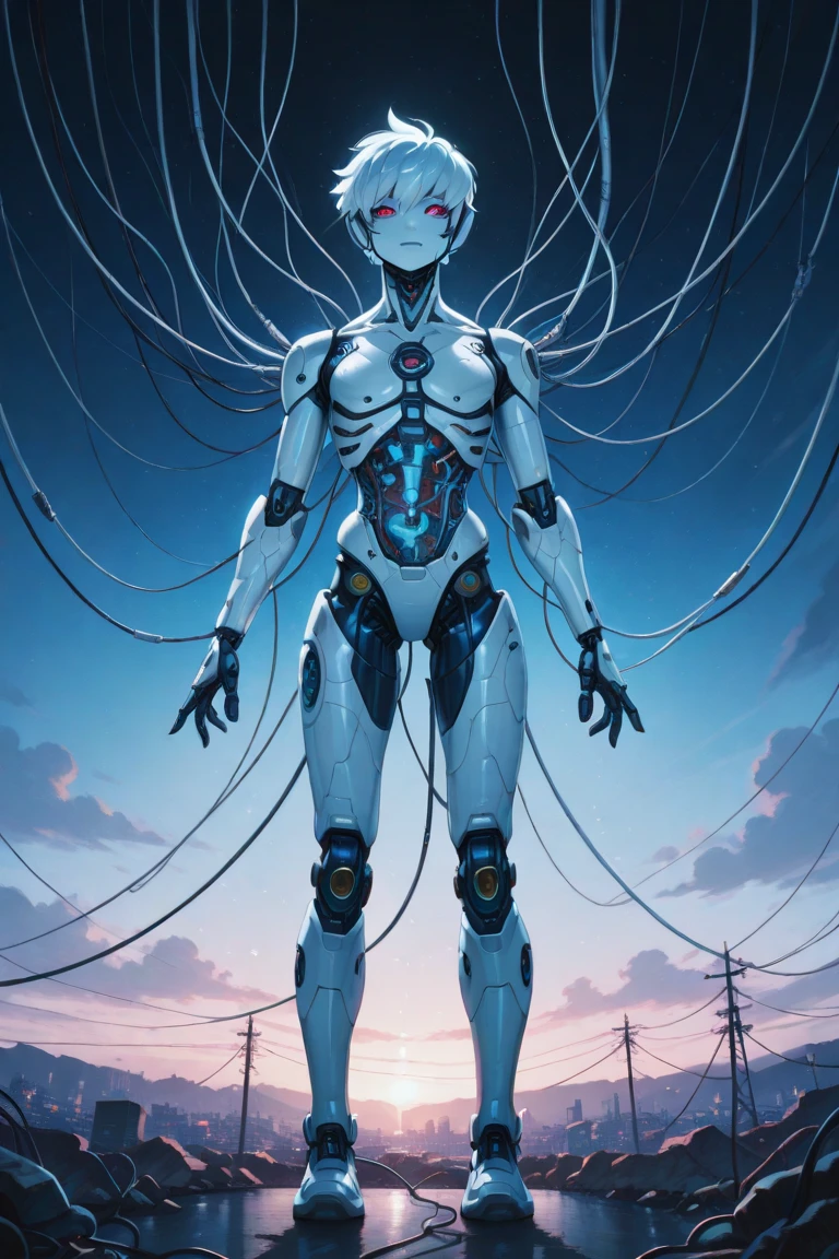atomic heart, robot, android, cyborg, mirror, (((faceless))), 1girl, solo