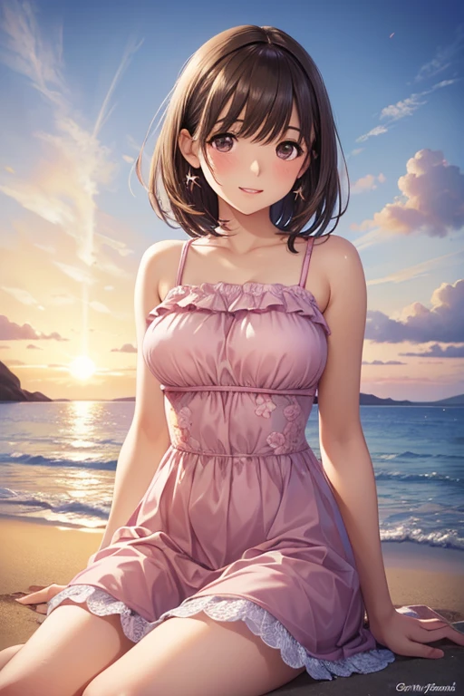 very cute and beautiful girl,(Very detailed美しい顔),Pink camisole,Cute frilled petticoat,
(smile),Happy,View your audience,Black Hair,Cowboy Shot,Detailed legs,Beach,Tropical Resort,
(Highest quality,masterpiece),Absurd,High resolution,Very detailedな,Very detailed,32k,8K resolution,
Intricate details,Movie Scenes,Detailed Background,alone,Dynamic Angle,
Natural light,Hair blowing in the wind,Beautifully detailed skies,