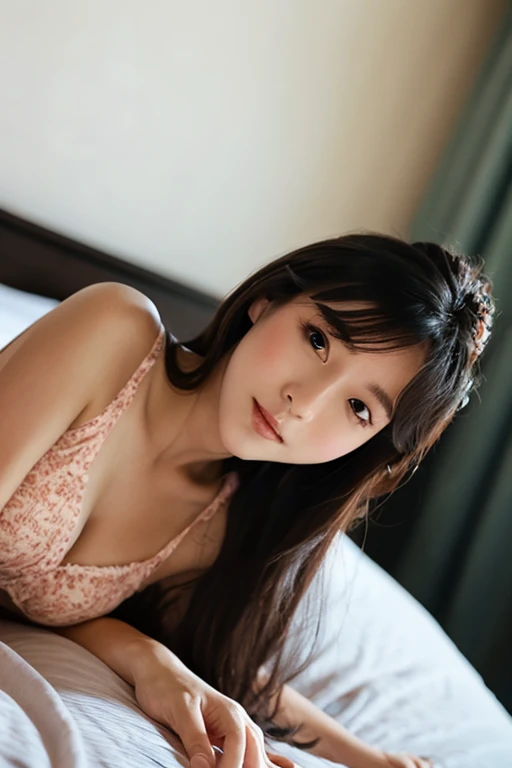 "(best quality,4k,8k,highres,masterpiece:1.2),ultra-detailed,(realistic,photorealistic,photo-realistic:1.37),girl,age girl,slender figure,small breast, translucent pajamas, seductive pose in a bedroom,beautiful face,long hair,expressive eyes,delicate features,youthful appearance"