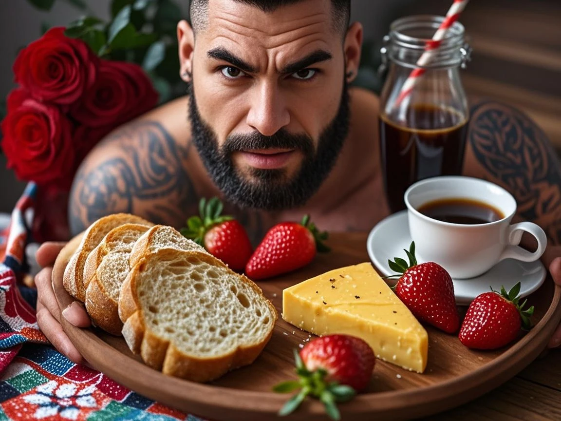 Pizzaiolo, montando uma pizza, alto, bigode moreno, atletic, 32 anos, cabelo mulets