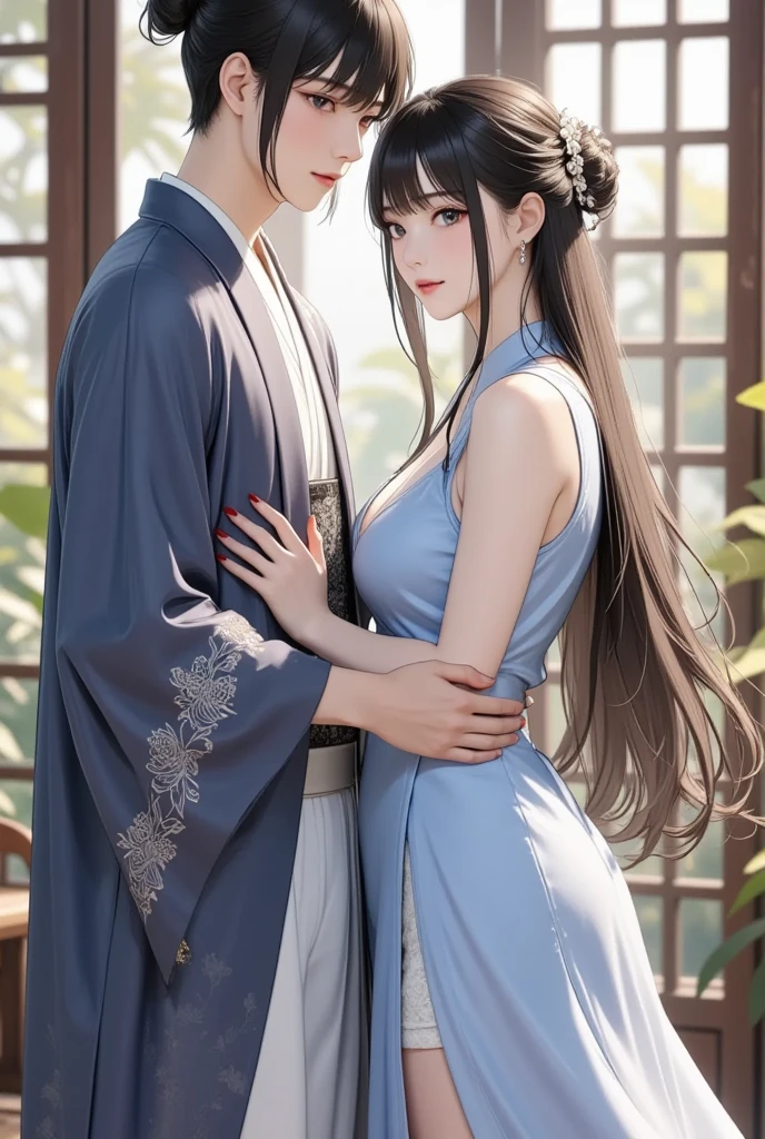 Couples, ancient Chinese, wearing Chinese clothes 