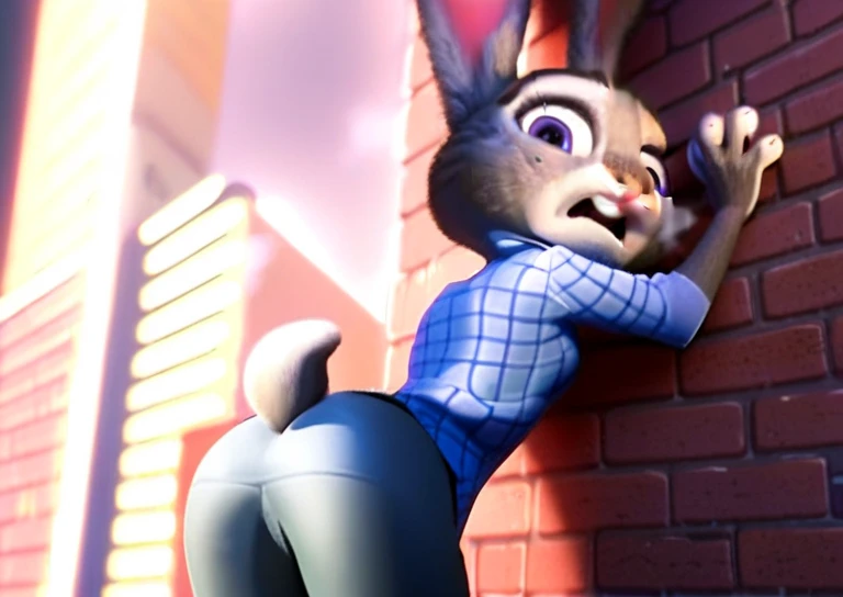 Judy Hopps from Zootopia having anal sex with a man in an alley with a look of pleasure while using drugs