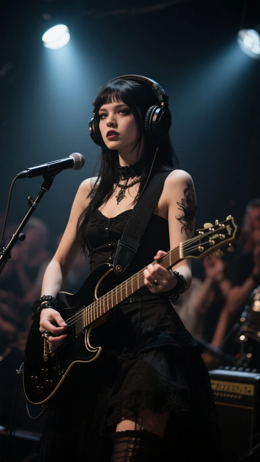(film_noir_style:1.4), 2girls gothgal with black_hair posing in speakeasy, red lipstick, choker, wearing a formal dress, (flapper:1.2), vintage, detailed eyes, cinematic, film grain, monochrome <lora:ballgownGoth:.6>