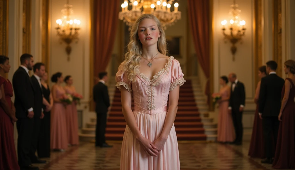 (0ccult:0.6), pilyeon style, 1girl, looking at viewer, parted lips, upper body, jewelry, Romantic tulle ball gown with a beaded bodice and a full skirt, hdr, <lora:0ccult_works_of_Art_SDXL:1>