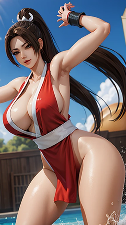 Masterpiece,Solo,One Girls,Mai Shiranui,(The King Of Fighters),Big Breasts,Pussy,Perfect Body,Sexy Body Hot,Ultra High Quality,Ultra High Resolution,Photograph 8K,Long Hair,Ponytails,Beautiful,Beautiful Girls,Nude,Beach Background