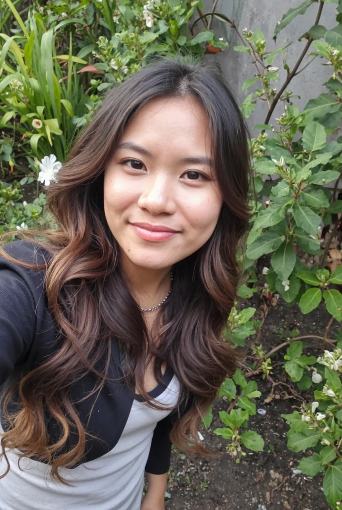 blue-sky,Surrounded by nature,sky in a background,Daytime,sunlights,outside of house,high-level image quality,reallistic,hight resolution,pores,Saggy face,a smile