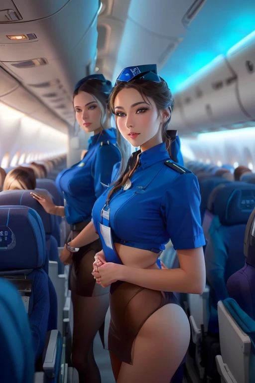 (8k ,Hiper-detalhamento,Ultra foto realsisim,Melhor obra-prima,natural,arte perfeita,corpo feminino perfeito),Duas lindas garotas peitudas ,(large tetaies),Flight attendants on board,Penteado estiloso,Elegant and sexy flight attendant,on a plane,Put on a sexy vacuum cleaner flight attendant uniform,Calcinha fio dental embutida,Decote grande,,Esticar carne,Criado sexy,The eccentric is exposed ,teta,foto de corpo inteiro de