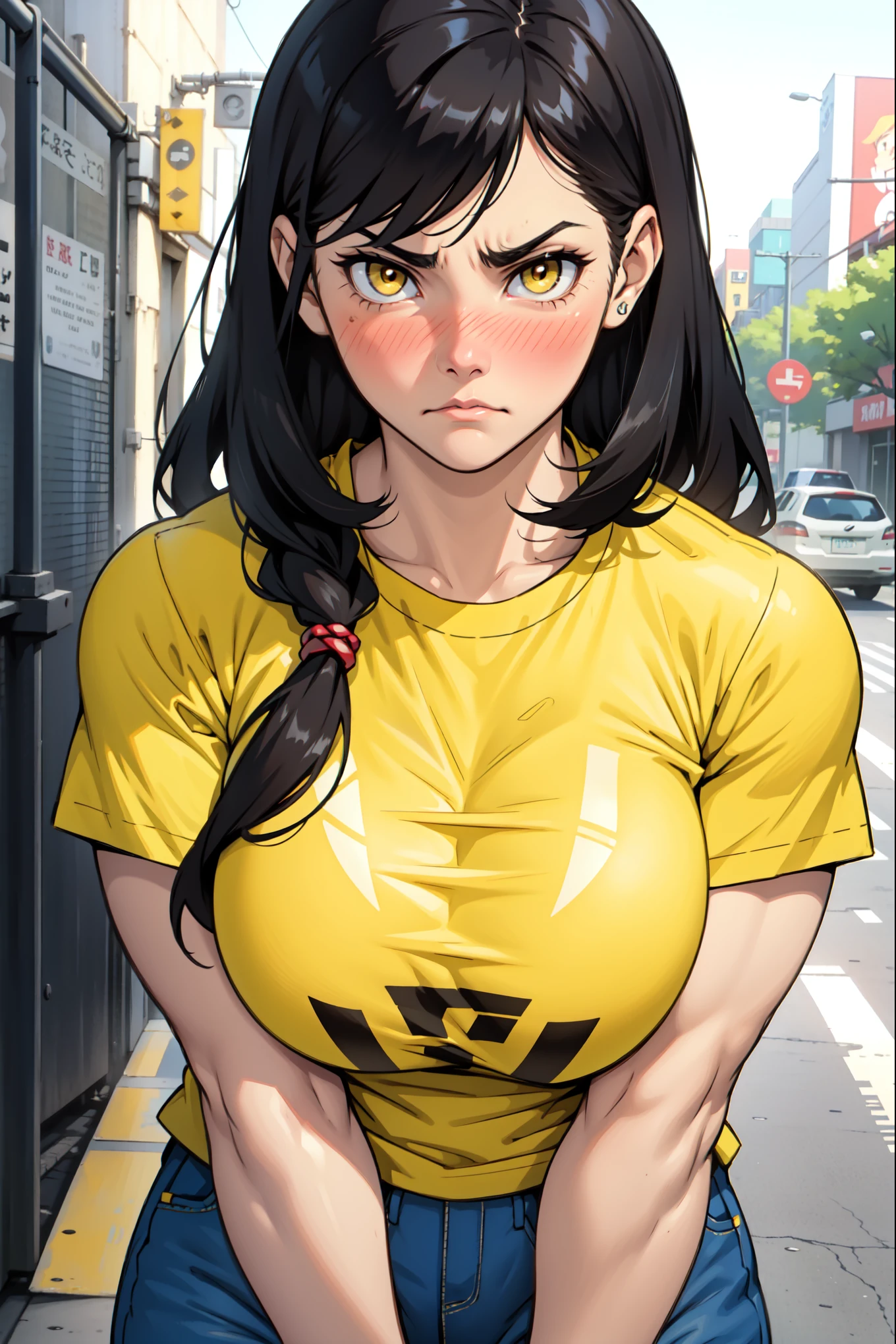 kawakami sadayo (Person 5) Character Lola [Five outfits]、Subjective breast grabbing、Feeling embarrassed、Looking into the camera、Yellow long sleeve T-shirt、POV Breast Grab、Grabbed by the chest、Grabbed by the chest、My breasts are being massaged from the front