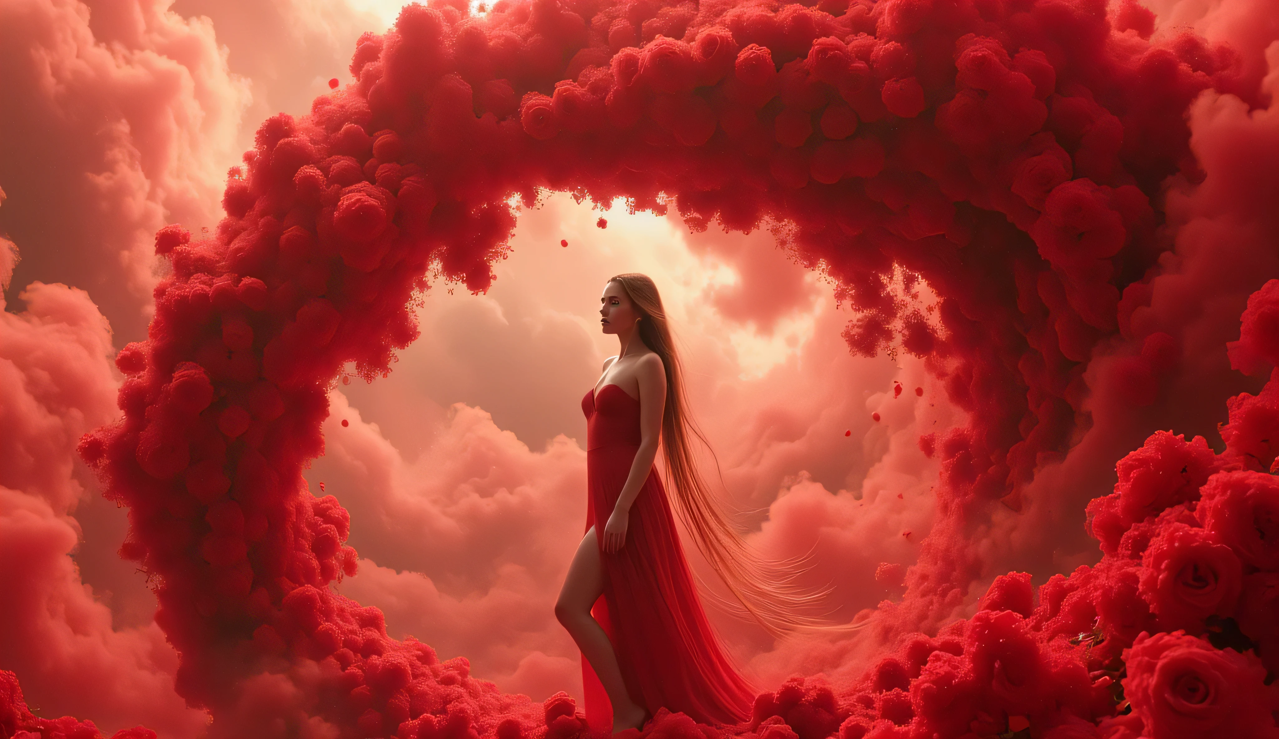 (Best Quality,8K wallpaper), masterpiece, live-action, real photo, The ratio of one goddess , Tornado of Roses.