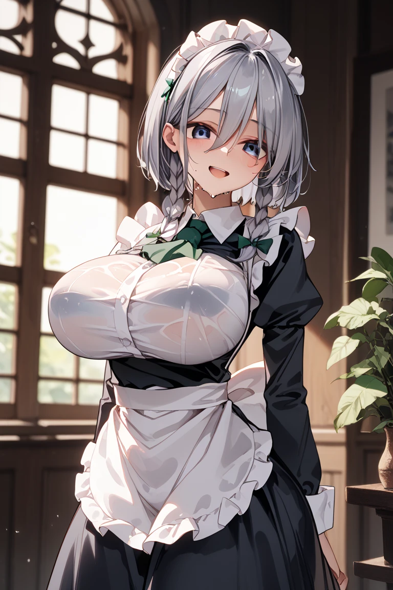 Anime woman 34 years old, White skin, big breasts, Short black hair, pink eyes, black eye makeup and black lipstick, wearing a black lace corset, short black skirt, long black stockings, posing in his otaku room
