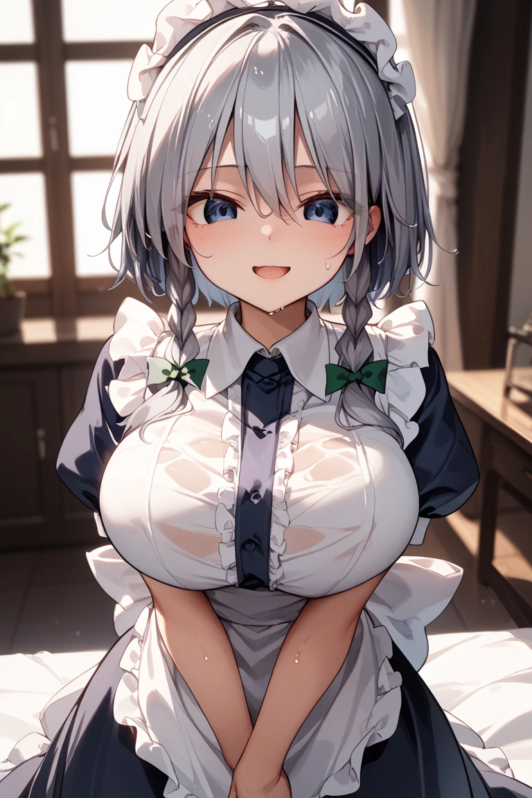 Girl with long green hair,Inner color and white hair、 Beautifully shaped breasts with tension, Green Eyes, White Casual Wear Beauty Special、,Full body photo from head to toe、Proud expression、Older sister、Bold personality、Innocent、Emotionally rich facial expressions、(Standing with arms folded)、