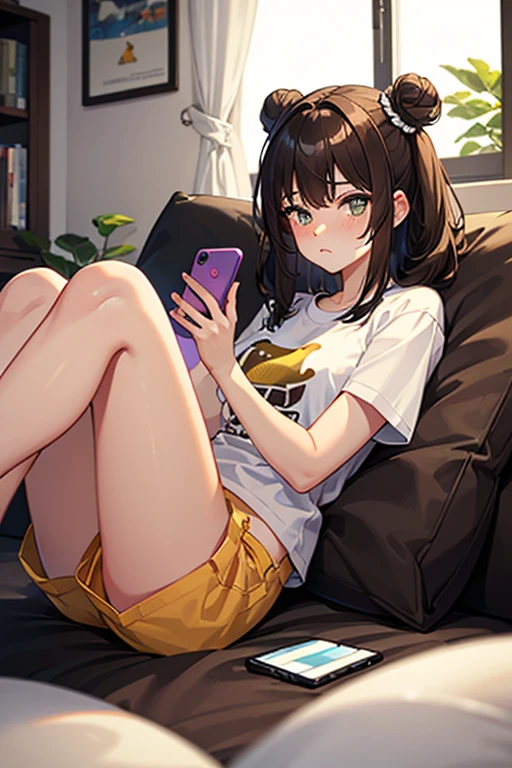 a 18 years old girl setting in sofa in room