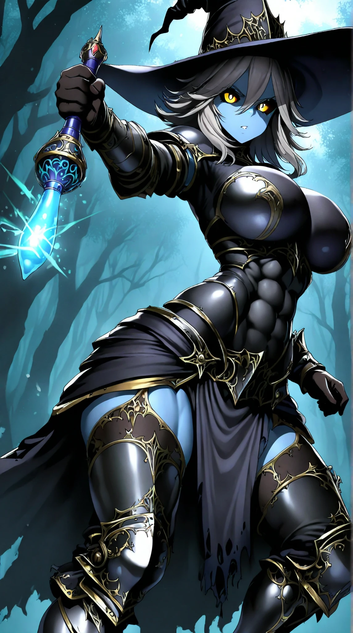 Black Magic Girl，Colossal tits，hip is cocked