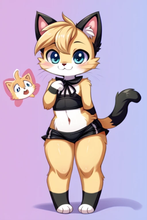boy and girl, squirrel, furry, bodyfur, tail, collar, bra, bottomless, gloves, boots, chibi, sparkling eyes, idol, hair bow, happy, full body, penis, testicles, some perfect pussy, from below, legs up, anus