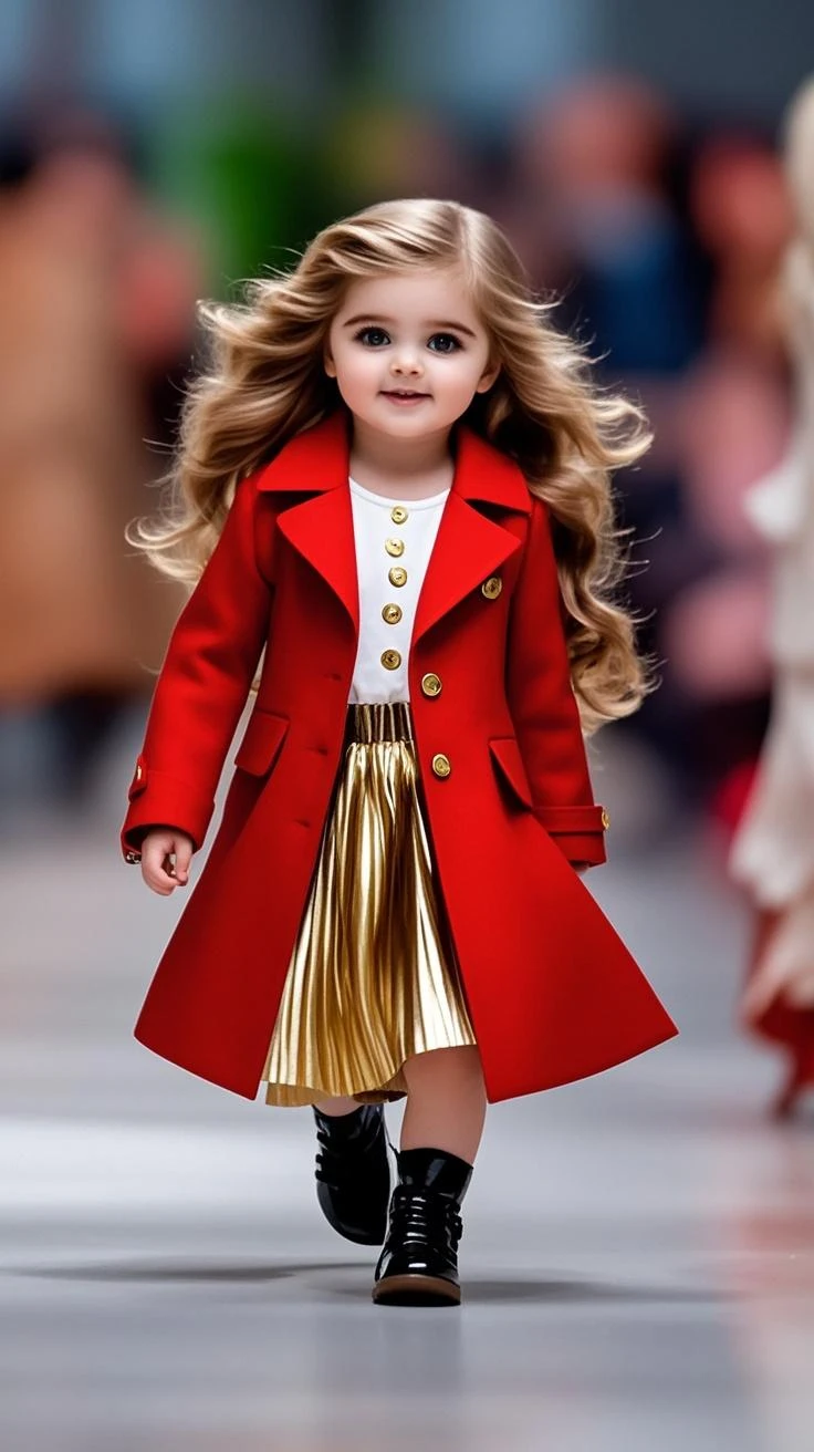 realistic, photorealistic, masterpiece, best quality, girl child 10 years, blonde with long hair, suspense atmosphere, red jacket, thriller, red jacket, wearing red jacket, brown pants red shirt, red jacket, wearing dead lion fantasy jacket, red and black costume!!!, red leather jacket --auto --s2