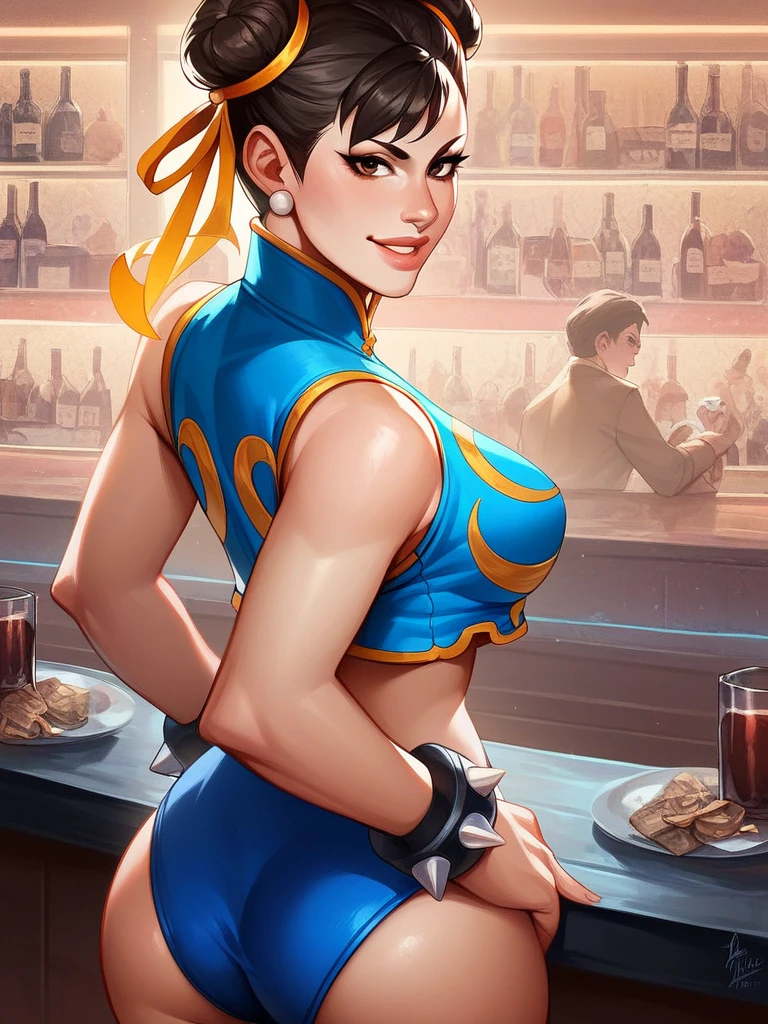 Kitana from mortal kombat striking a sexy pose, big sexy boobs, nice ass and anatomically thin waist