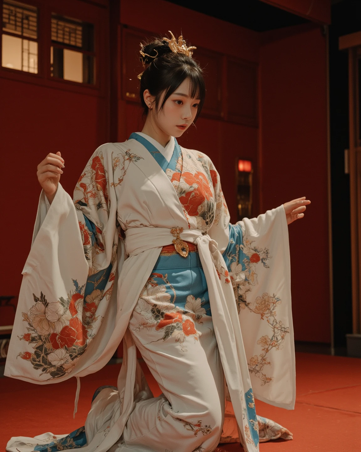 best quality, face focus, (depth of field) ,ultra high res, (photorealistic:1.4), RAW photo, Japanese-style room, alcove, hanging scroll
(portrait:1.4)
1japanese girl, solo, cute, smile, (brown eyes), natural face, (midi hair),
(kimono:1.5)