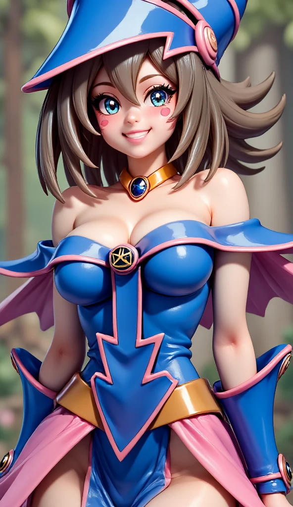 (highres, realistic:1.37), detailed eyes, detailed lips, long eyelashes, flowing dark hair, enchanting smile, elegant attire, magical aura, mysterious background, vibrant colors, dramatic lighting, fantasy art style, alluring charm.