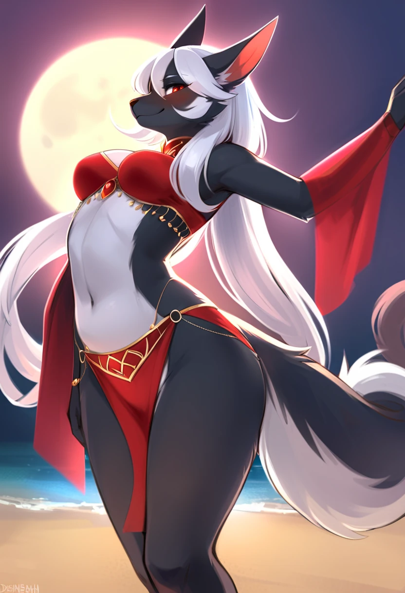 (Best quality),4K,Noble female nine-tailed white fox,furry ears and hands and feet,long leges,The expression is fascinating,Wear tribal clothing,forest backgrou,orc race,Pink Long Hair