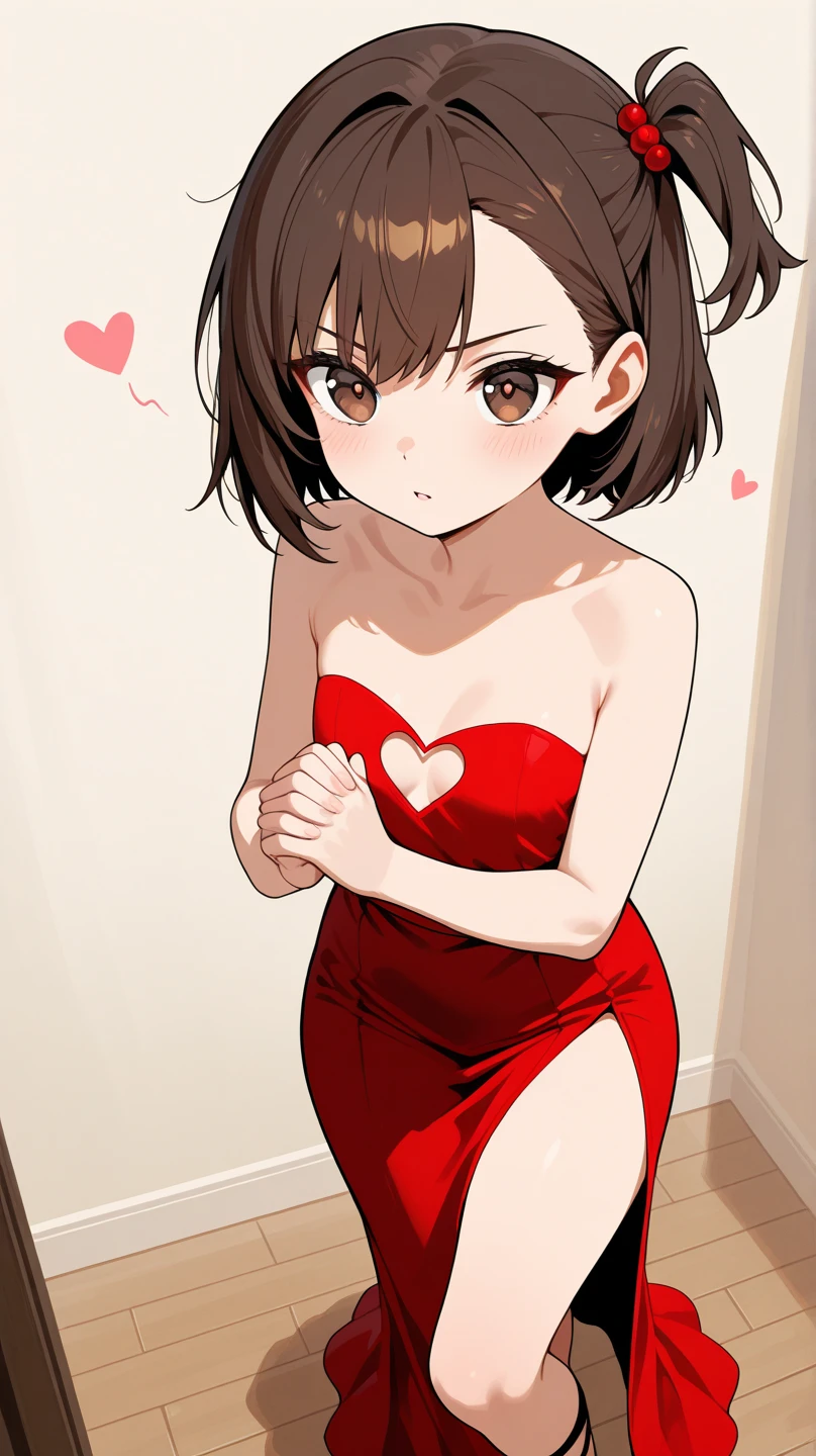 (masterpiece, best quality), 1girl, red dress, pantyhose, cute face, blush,