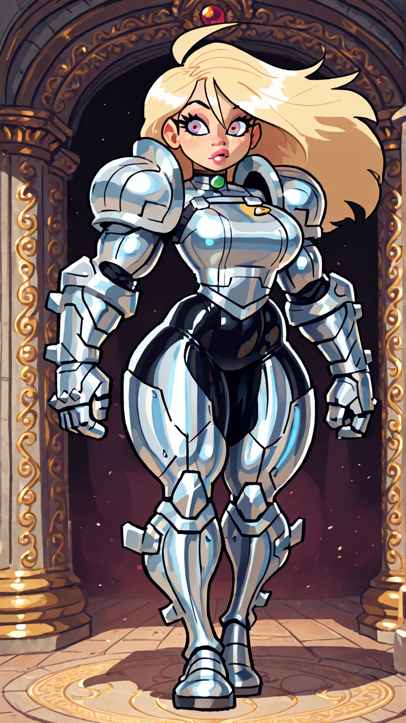 (( many details , high resolution , extremely detailed background, beautiful detailed eyes, beautifully detailed, 8K, masterpiece,  ultra quality)),
(best quality,realistic:1.37), HDR, ultra-detailed, (vibrant colors), a close up of a woman in a silver suit posing for a picture, concept art inspired by Rob Liefeld, zbrush central contest winner, fantasy art, bodybuilder superhero, huge glistening muscles, ((muscular ultraviolent)) woman, skintight silver armor, giant stunning goddess shot, very beautiful. big muscles, covered in (((full silver armor))), (thick armor); ((extremely attractive feminine)), bulky massive muscular blonde woman, stunningly breathtakingly beautiful and sensual, very wide broad hips massive very muscular woman, ((silvery metalic fullbody outfit)), (((ornate))) skintight outfit, female bodybuilder in peak shape, perfect flawless musculature definition, ultra massive muscular thighs, enormously ultra massive and hypermuscular