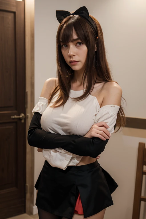 Baroque, Gothic Lolita, RAW photos, Bokeh (realism: 1.38, Practical), High-detail CG unified 8K wallpaper, Fashion Model Photography, (((Unbuttoned school uniform,stripe,badge,Cleavage:1.2))), Strong design,Dramatic, 1 Girl, ((Full body portrait:1.38)),Standing in the school bathroom,Small face,Perfect body, (Real face,detailed脸部细节: 1.38), (High quality skin: 1.38), (Large Breasts: 1.2), Long legs,Ultra HD, 数码SLR camera, Soft Light, high quality, Film Grain, Fuji XT3, High quality, 4k extremely lifelike, uhd 4k highly detailed, ((Ethereal Light, Ultra-high resolution.lifelike:.1.4, (high detailed skin:1.2), 8K Ultra HD, SLR camera, high quality, Film Grain, Fuji XT3,(masterpiece) (best quality) (detailed) (Movie Lighting) (Clear focus) (complicated)