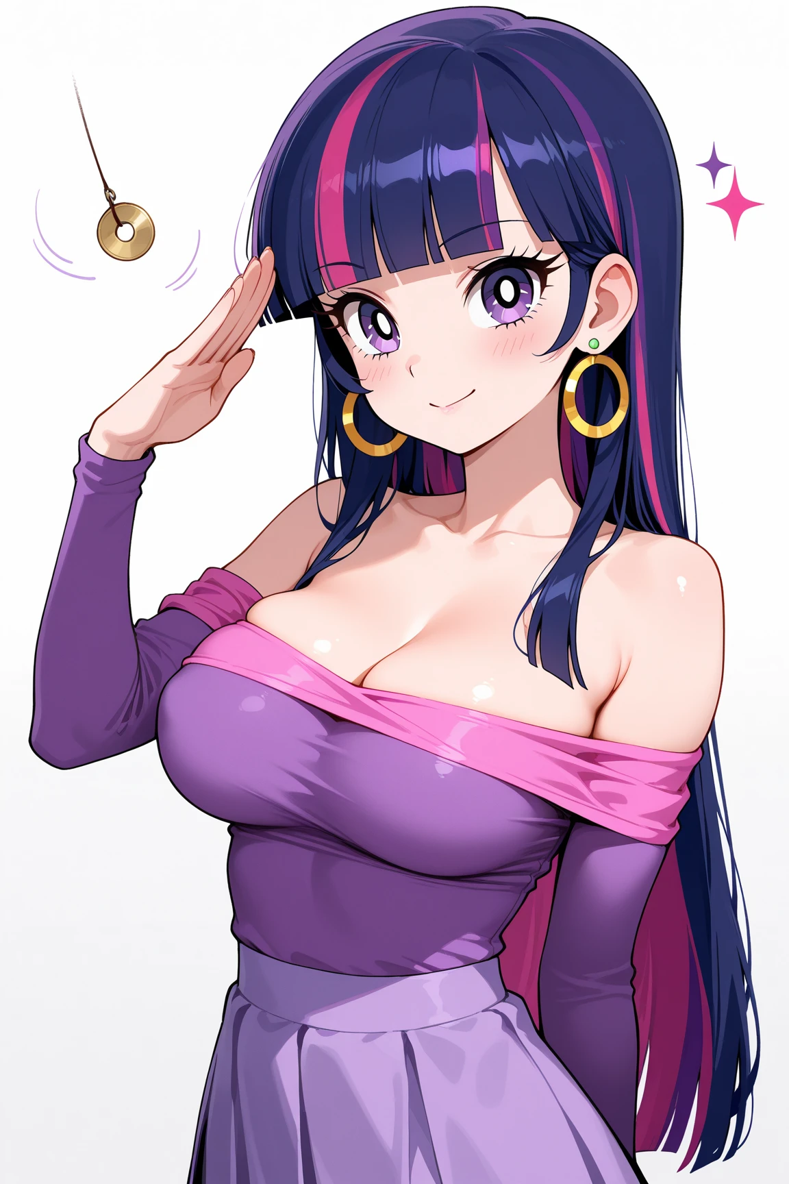 masterpiece, best quality, hoshino ai, looking at viewer, very large breasts, upper body, portrait, looking at viewer, seductive smile,put your hands behind your head, armpits, armpits visible, sweaty armpits,