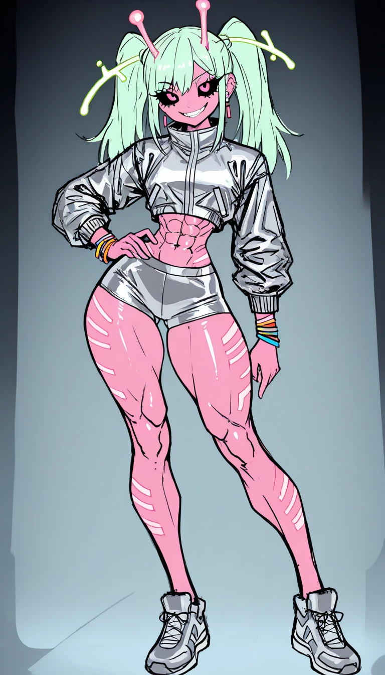 simple background (in women's 1980s gym leotard: 1.4), thin neon headband, legwarmers, wrist sweatbands, neon clothing, 80s aesthetic, fluffy hairspray hairstyle, good hand, 4k, high resolution, masterpiece, best quality, head: 1.3, ((Hasselblad photo)), finely detailed skin, clear focus, (cinematic lighting), soft lighting, (big fluffy hair) dynamic angle, [:(detailed face: 1.2):0.2], belly gaze, huge breasts, breasts, (((inside the mansion))), 1girl, jewelry, earrings, neon_blue_sky, solo, mole, long_hair,   mole_under_eye, upper_body, grey_eyes, looking_at_viewer, puffy hair, 1980s fashion (head tilt: 1.4), plain background, red background,