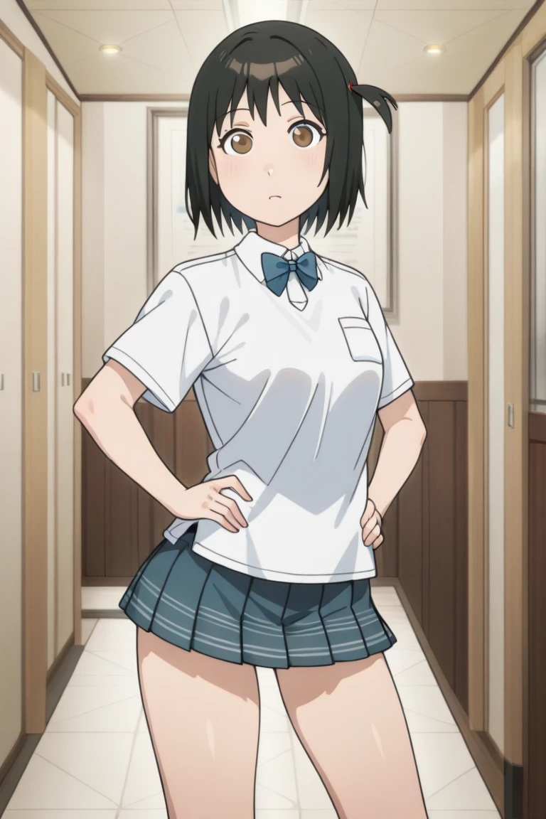 buruma, blue buruma, White short-sleeved gym uniform, (at classroom), ((Highest quality)),(detailed), Perfect Face, Perfect Arms, Perfect hands, Perfect Fingers, , ((Solo gay boy:1.3)),(disappointed:1.3,constricted pupils:1.4),embarrassed,tears:1.3,show teeth,tearsdrop,(men's black messy Shorthair:1.4), Proud look, Shooting from below, Cowboy Shot, (crowded:1.3),