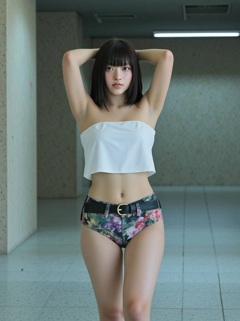 La mejor calidad, Masutepiece, High resolution, (fotorrealista:1.4), Foto RAW, concept art, arte concepto, diferent poses, perpective poses, same character, 3 poses, sitting poses, movement poses, white background, full body naked body