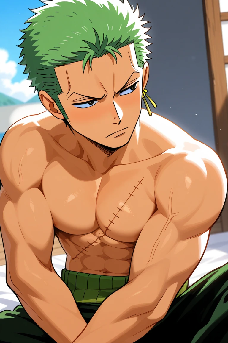 Roronoa Zoro,Masturbation,naked,Excited expression,Erect penis,Highest quality,masterpiece,Ultra HD,Right Body