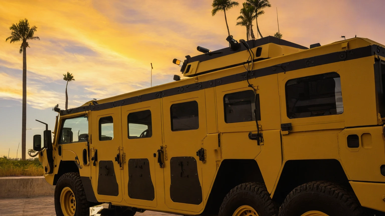 The filled in area　Humvee is parked。