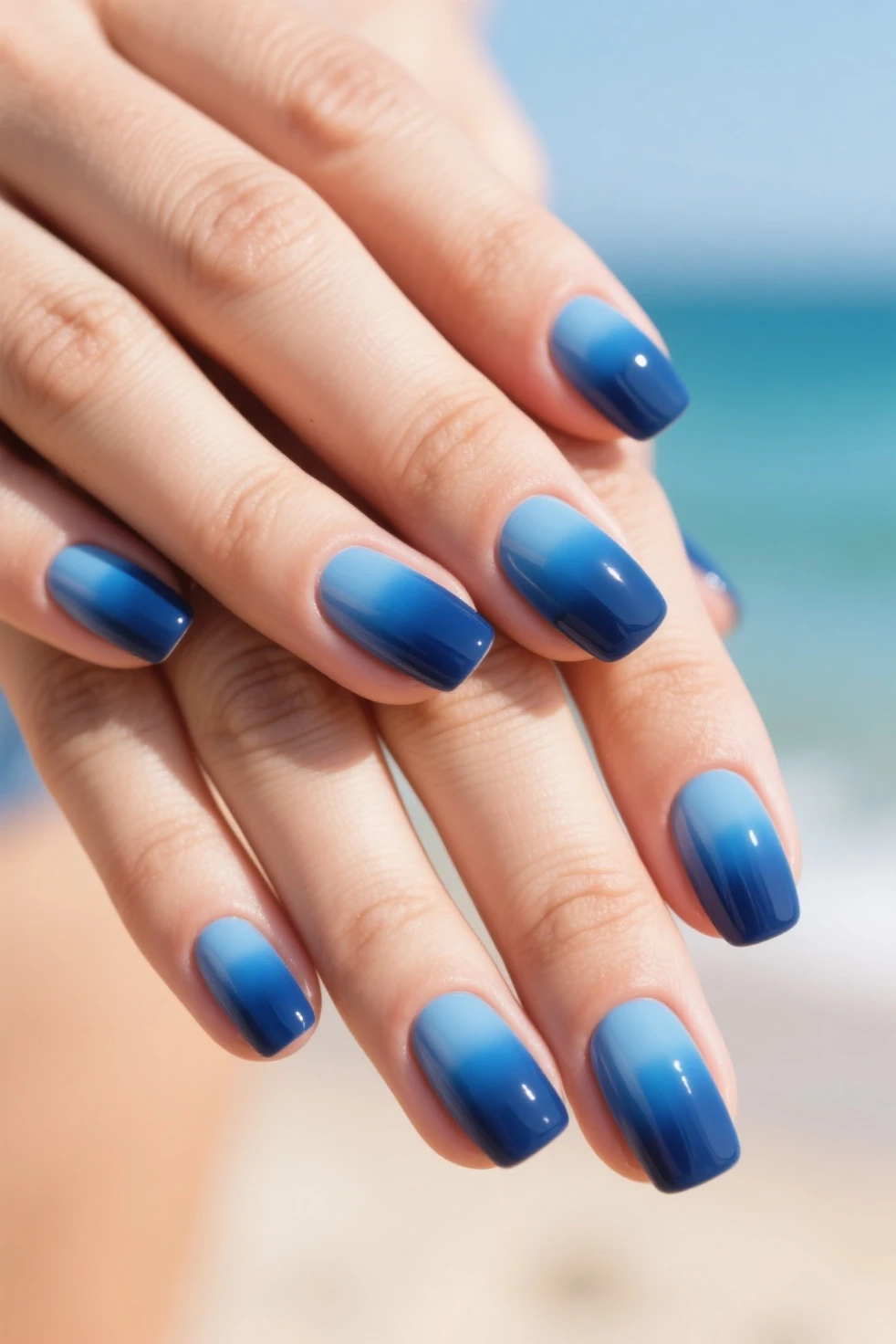 Create me summer nail photos on blue and light blue very summery generate 30 photos of different nails of different colors