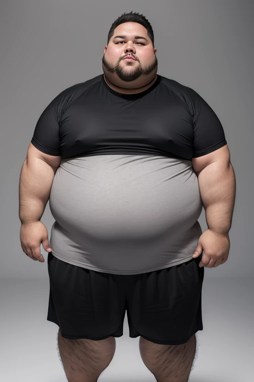 A person with a big belly, with a grey filter and the head remplaced by the head of a platypus.
