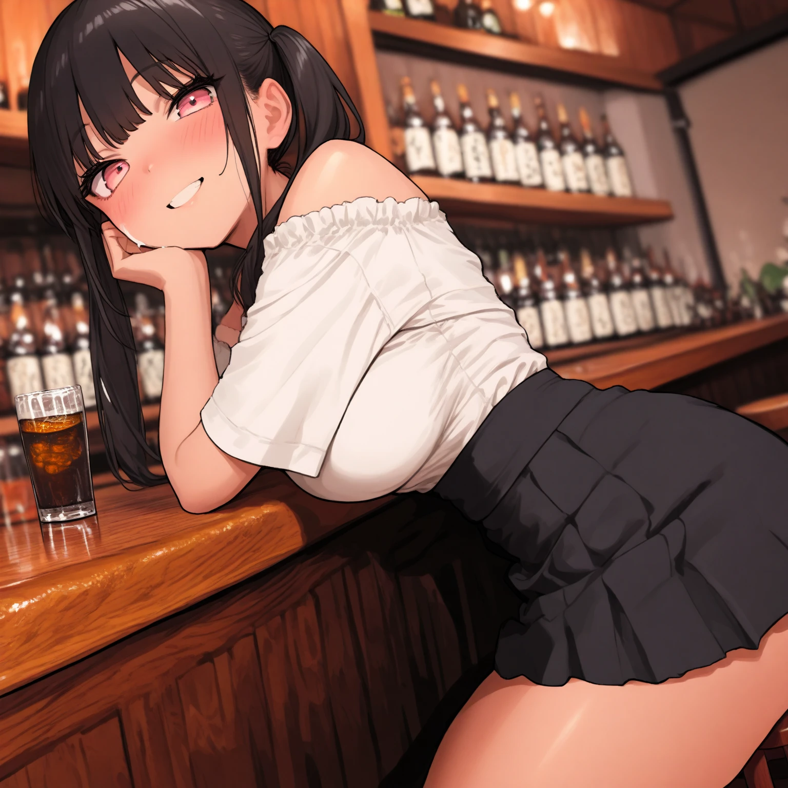 Young girl with grey hair, ((fringed and curly hair)),((curly short twintail)), curly hair ,(red eyes),, ((small bushy eyebrows)), wearing gothic lolita clothing, lolicon , walking to school, bored look, bored face , suddenly having sex in public, ((doggy style sex)), ((public sex in a restaurant)) naked ass in the male crotch, perfect anatomy, young boy fucking her