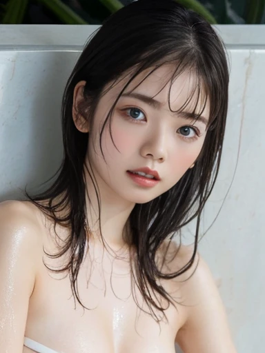 Uruchan-6500-v1.1, (RAW Photos:1.2), (Photorealistic), Beautiful detailed girl, Very detailed目と顔, Beautiful and beautiful eyes, Large file size, High resolution, Very detailed, Highest quality, [masterpiece:1.6], Awareness-raising, Very detailed, CG, finely, Highest quality, 8k wallpaper, Cinema Lighting, 1 girl, 18-year-old, Perfect figure, 【Small Tits、Light chest】、Nipples are exposed、Cute droopy eyes、Beautiful big eyes、Sweaty and wet、【sexual excitement:1.8】、(My whole body is wet)、There&#39;The light in my eyes、short hair、high school girl、(Japanese School Swimsuit、Navy blue one-piece swimsuit、Navy blue Japanese student swimsuit:1.3)、Pool、Dynamic pose、Huge Rim Figure