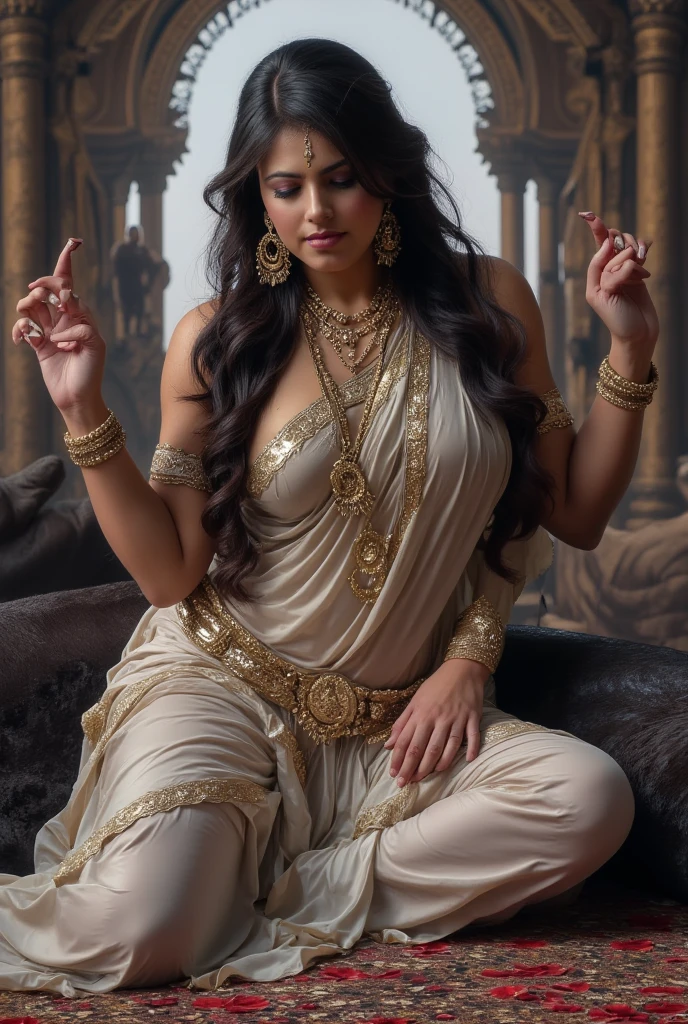 a figure is depicted seated in meditation within a swirling vortex of serpentine energy, symbolizing the awakening of the Kundalini serpent and the mastery of primal forces. The meditator's form intertwines with the coiling serpents, suggesting a union of human consciousness with the primal energies of the universe and the harnessing of transformative power for spiritual ascent.

