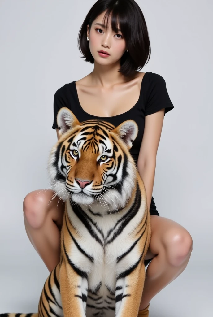 Super detailed, Delicate face, Realistic style, Stock Photography ,  rich and colorful, Surrealism, Realistic textures, Dramatic Lighting, Thin Film Distiller 800 (8K, original photo, Better quality, masterpiece: 1.2), Super detailed, (Extremely delicate skin: 1.2), 8K Ultra HD, SLR camera, Soft Light, high quality，Snow Queen,ice castle，Blue pupils，Apply red lipstick，Tattoo goddess，With tattoo pattern，Ultra-clear portrait，Wearing necklace jewelry，apply lipstick，Wear heavy makeup，The facial texture is very clear，Beautiful tattoos on the body，Deep blue eyes(Sapphire-like pupils)，A crown of luxury，Diamond necklace，Lace Print，Tiger skin tights，superhero bodysuit，Tiger Man
